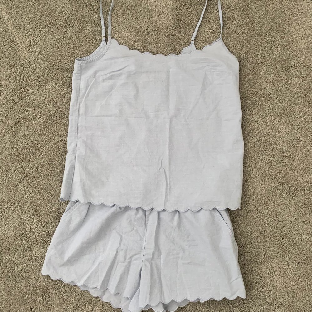 J.Crew Scalloped Pajama Set End-on-End Cotton